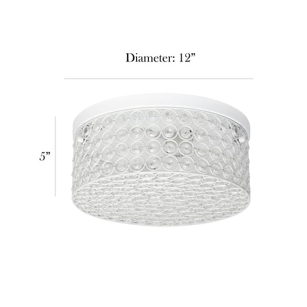 dimension image slide 3 of 5, Silver Orchid Bergman 12-inch Elipse Round Flushmount
