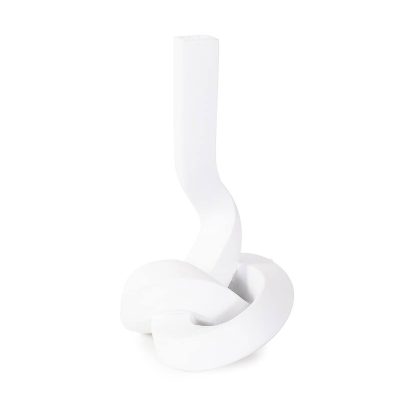 Allan Andrews Contemporary Abstract Matte White Twisted Candle Holder