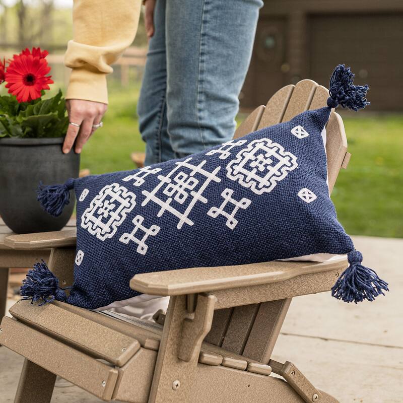 Foreside Home & Garden 12x20 In/Outdoor Geo Diamond Filled Pillow - 20 x 12 x 5"