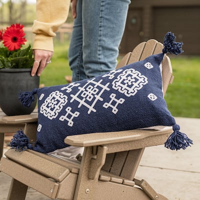 Foreside Home & Garden 12x20 In/Outdoor Geo Diamond Filled Pillow - 20 x 12 x 5"