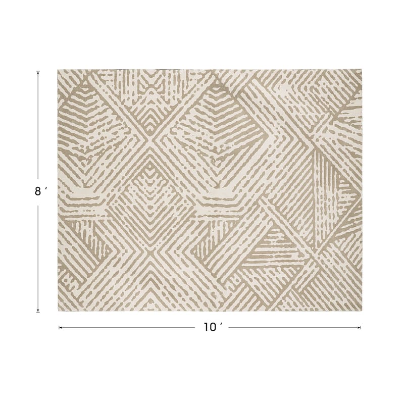 Glitzhome Modern Geometric Abstract Pattern High-Low Shag Area Rugs