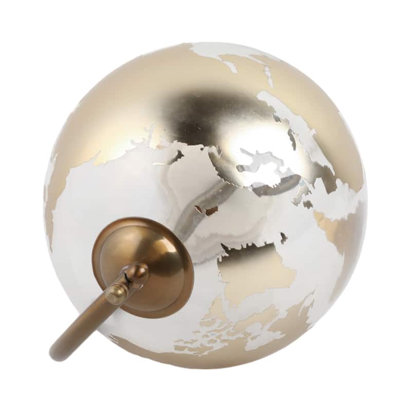 Modern Glass and Metal Globe Sculpture with Marble Base - 13" Brown - 8" x 8" x 13"