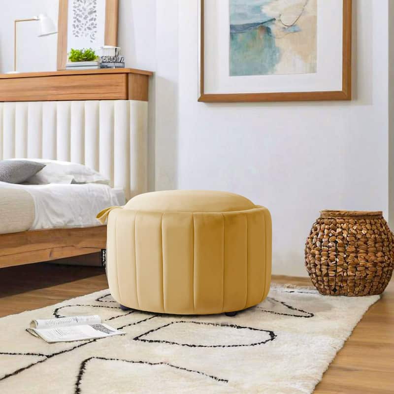 29" Modern Velvet Round Storage Ottoman