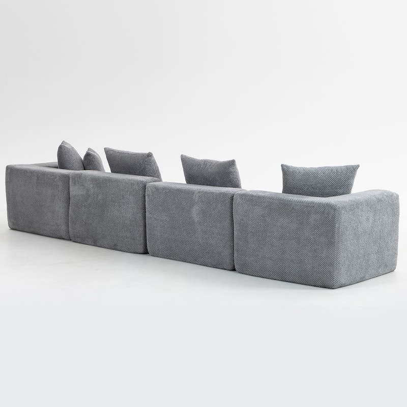 Flannelette Modular Sectional Sofa Full-Foam Build Compressed Couch
