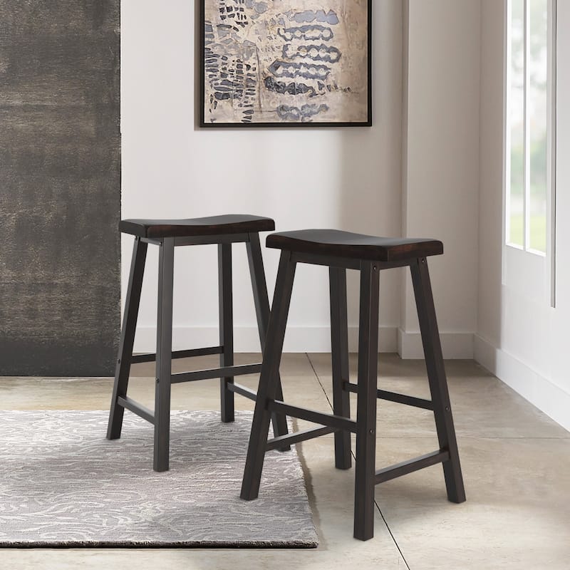 Cadiz Saddle Seat 29" Bar Height Backless Stools (Set of 2)