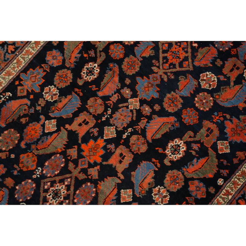 Hand Knotted Oriental 100% Kork Wool Carpet Traditional Tribal Navy Blue & Blues Bidjar Runner Rug - 18' 0'' X 3' 1''