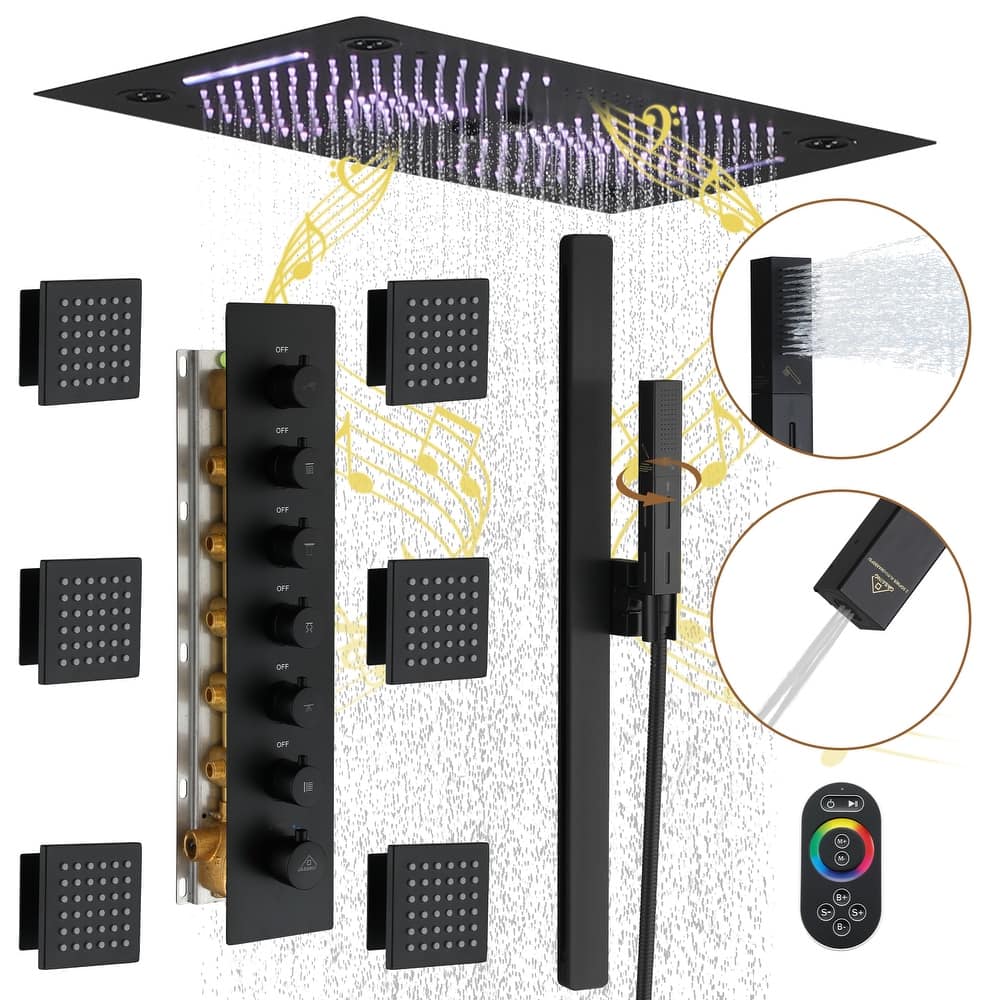 6-Function LED 64-Color with Music Deluxe Thermostatic Shower System