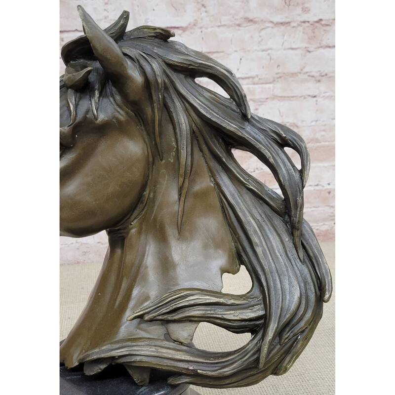 Original Milo Gorgeous Bust Horse Head Bronze Sculpture Art Deco Figurine Figure
