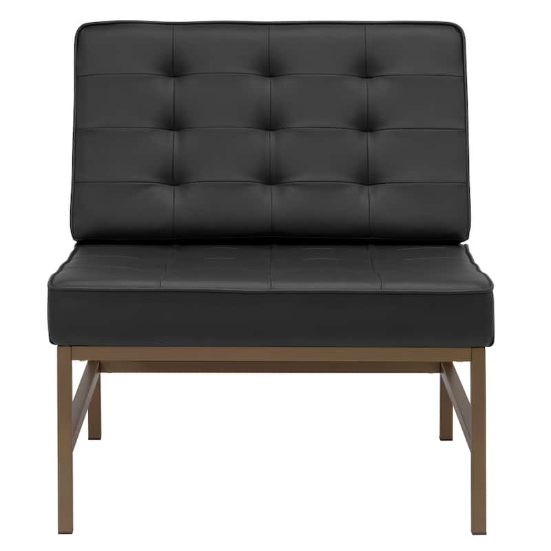 Studio Designs Home Ashlar Metal and Tufted Blended Leather Armless Accent Chair