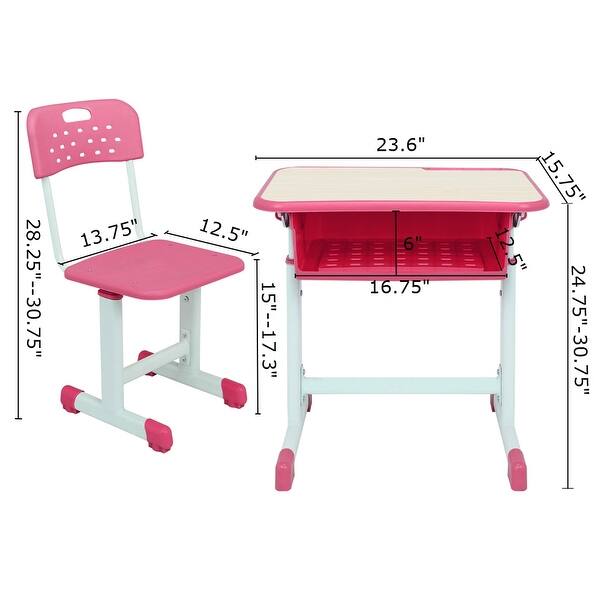 Shop Height Adjustable Student Kids Childrens Desk And Chair Kit Set Of 2 On Sale Overstock 31109393
