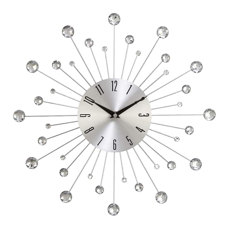 Gold / Copper / or Silver Iron Metal Starburst Sun Glam Wall Clock