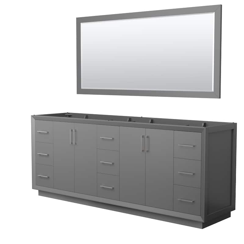 Strada 84-Inch Double Vanity Cabinet, 70-Inch Mirror