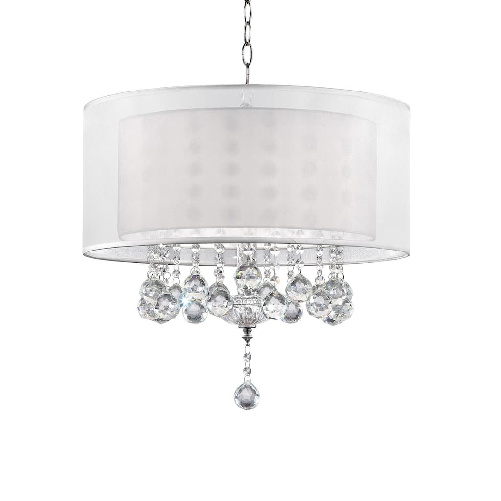 Chic Silver Ceiling Lamp with Crystal Accents and Silver Shade - 19" x 20" x 20"