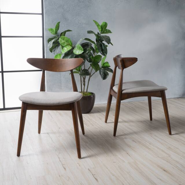 Barron Mid-century Dining Chairs (Set of 2) by Christopher Knight Home - 22.50" W x 19.75" L x 28.75" H - Walnut+Grey