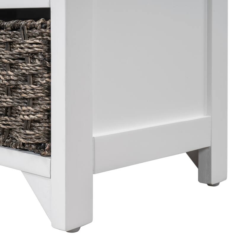 Storage Bench with Removable Basket Cushion and 2 Drawers