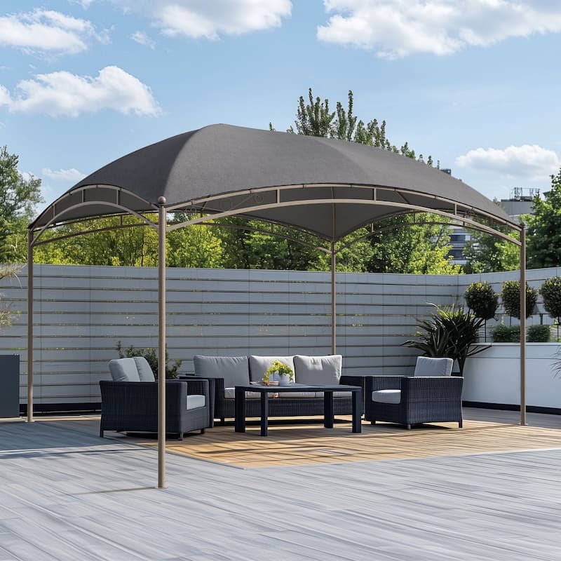 10 x13 FT Outdoor Gazebo Waterproof Arc Patio Canopy with Permanent Galvanized Iron Pipe Frame