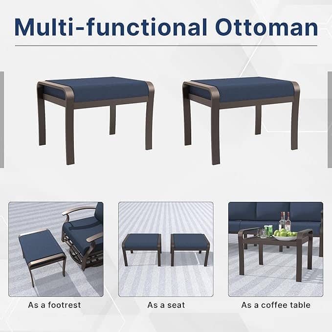 Kullavik Aluminum Corner Sofa Set, Patio Outdoor Sectional Sofa Set with Armrests and Footrests