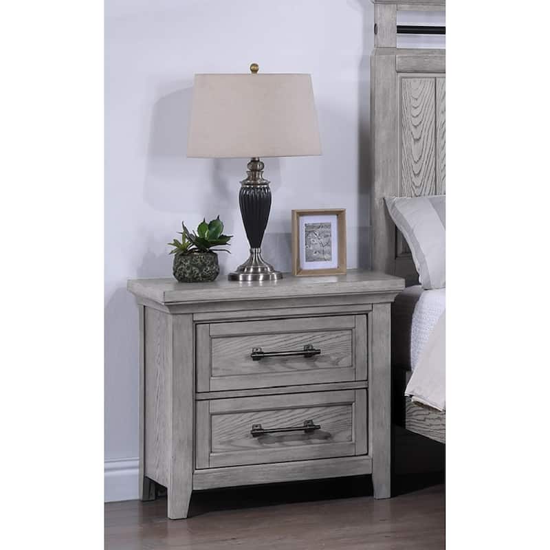 1pc Two Drawers Nightstand Wooden - Light Gray