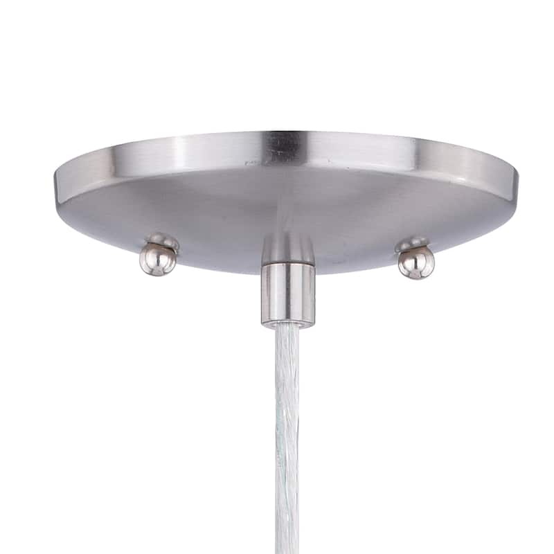 Milano Satin Nickel Mini Pendant Ceiling Light Blue Glass - 4.75-in W x 9.75-in H x 4.75-in D