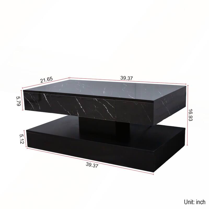 16.93IN High LED Coffee Table with Storage