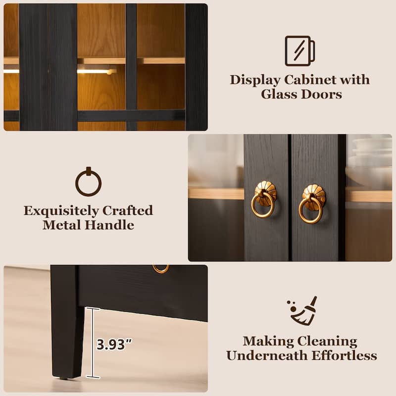 OVIOS Nordic Style Arched Cabinet & Bookshelves