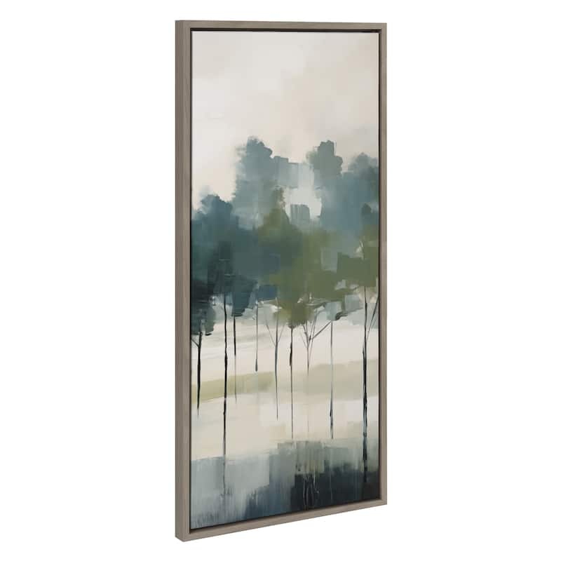 Kate and Laurel Sylvie Whispering Trees I Framed Canvas by Amy Lighthall - 18x40 - Grey