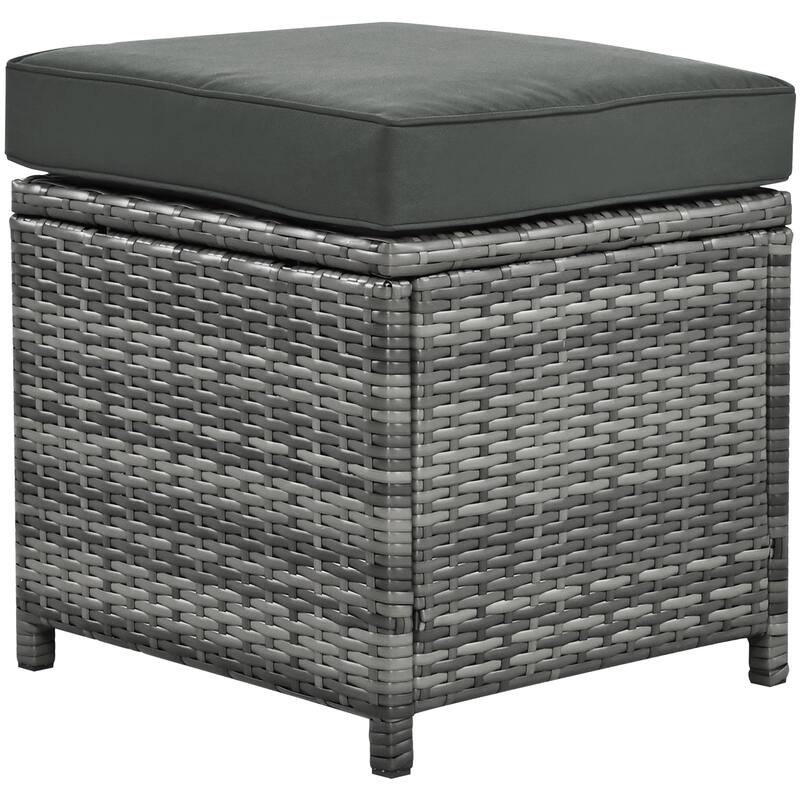 Roomfitters 6-Piece All-Weather PE Rattan Patio Sofa Set with Adjustable Seats, Storage Box and Glass Top Table