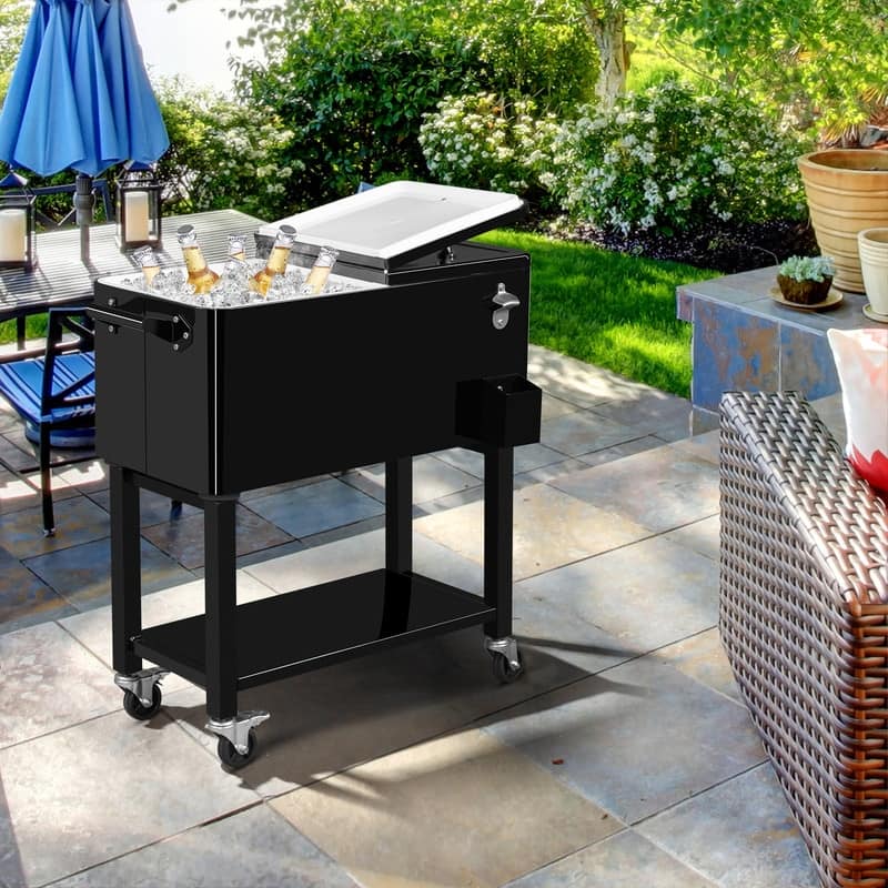 Detachable 80QT Patio Cooler Wheeled with Tray