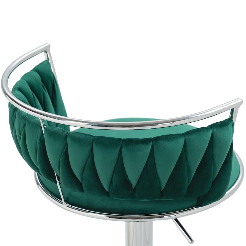 4 Set Modern Velvet Adjustable Swivel Bar Stools with Metal Frame