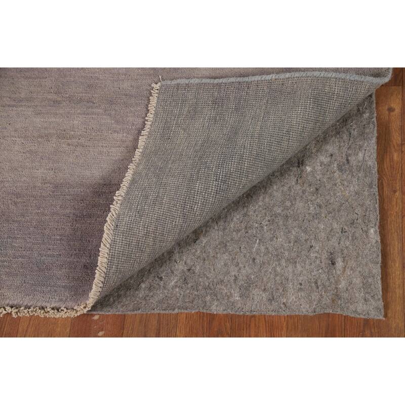 Gabbeh Modern Foyer Rug Handmade Grey Solid Wool Carpet - 2'10"x 3'11"