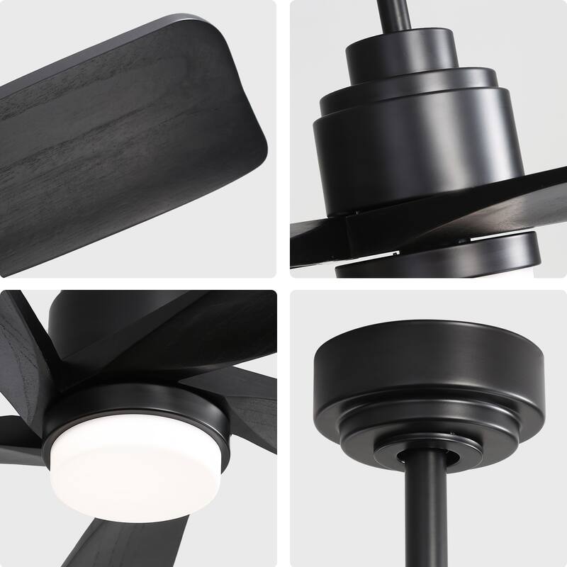 Sofucor 52" Solid Wood Noiseless Ceiling Fans with Dimmable LED Light Optional and Remote, 6-Speed Reversible, Smart Optional