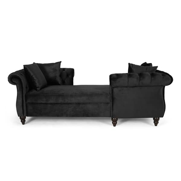slide 2 of 25, Houck Modern Glam Tufted Velvet Tete-a-Tete Chaise Lounge with Accent Pillows by Christopher Knight Home