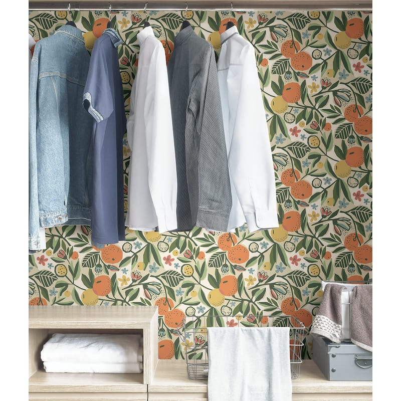Pip & Lo Ochre Clementine Garden Peel & Stick Wallpaper