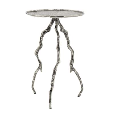 15.5 in. Silver Round Metal End Table, Sturdy Build End Side Table for Living Rooms