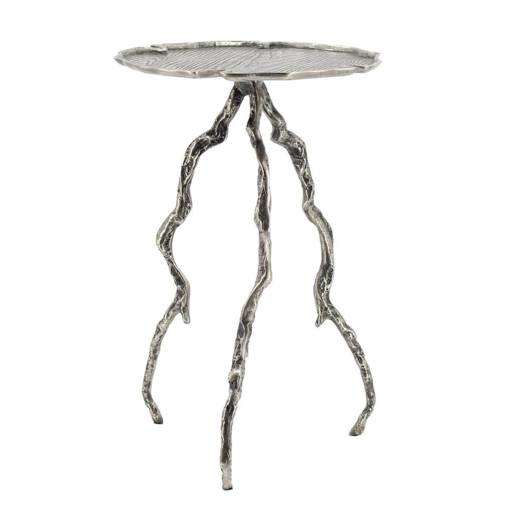 15.5 in. Silver Round Metal End Table, Sturdy Build End Side Table for Living Rooms