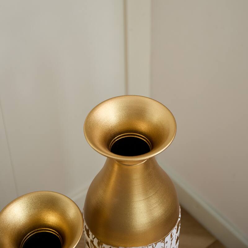3D Relief Flower Metal Vase Set 24" 29" 32.68" Height