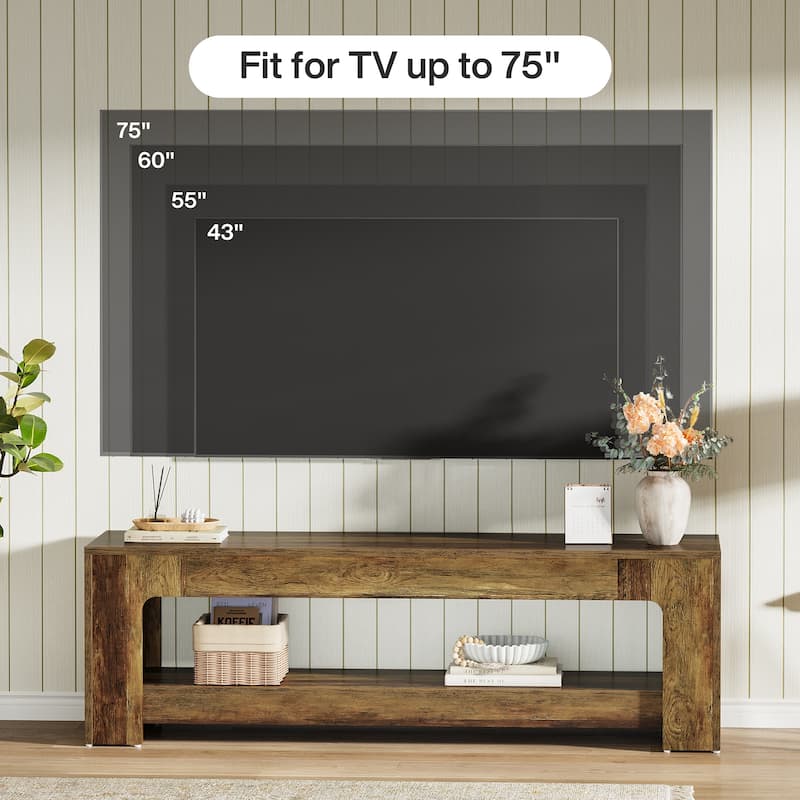 Farmhouse Rustic TV Stand for Living Room for 55/60/65/75-Inch TVs