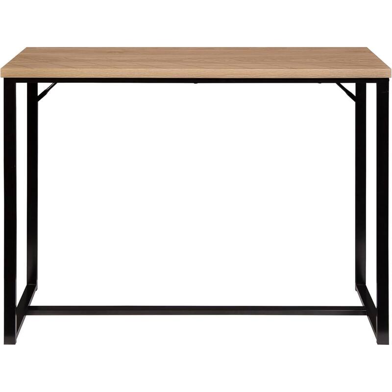 Bali Coastal Modern Console Table Natural Wood Top with Black Metal Legs