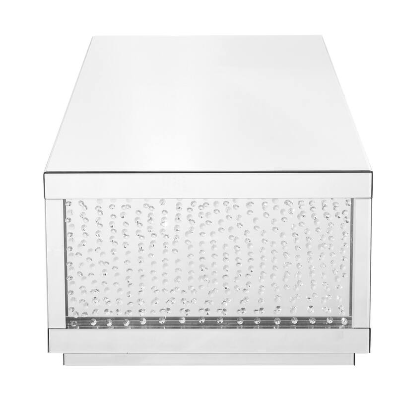 48 inch Rectangle Crystal Coffee Table In Clear Mirror Finish