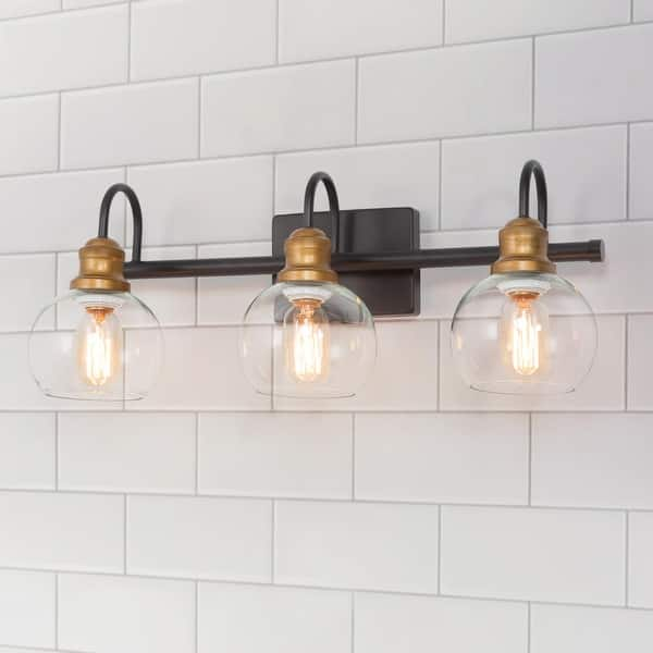 Olia Modern Black Gold 3/4/5-Light Bathroom Vanity Lights Globe Glass ...