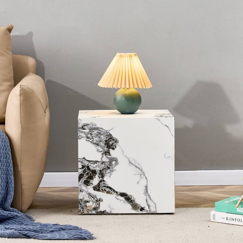 Roomfitters Cube MDF Coffee Table with Textured White Finish, Modern Compact Centerpiece for Stylish Living Spaces, White