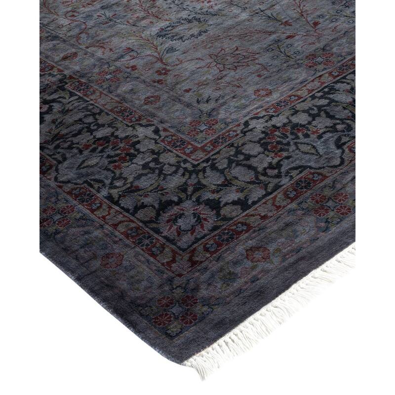 Overton Hand Knotted Wool Vintage Inspired Modern Contemporary Overdyed Gray Area Rug - 8' 1" x 10' 0"