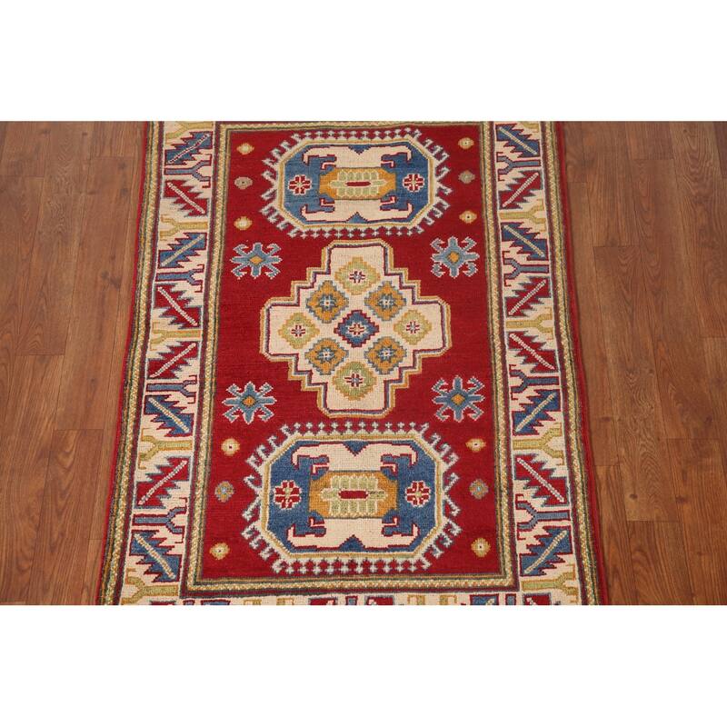 Red Kazak Accent Rug Handmade Wool Carpet - 2'9" x 4'2"