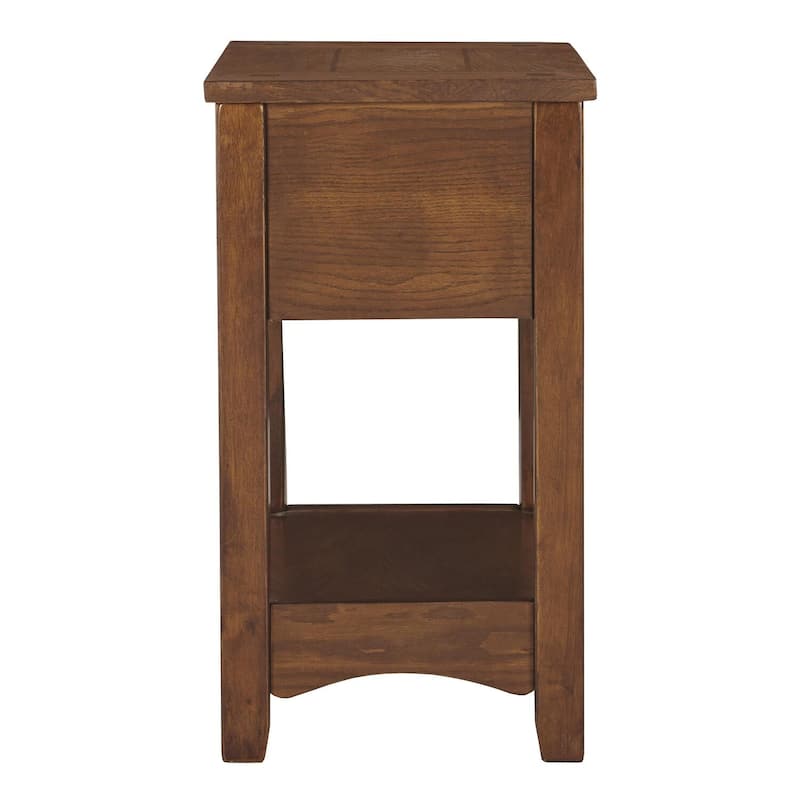 22.13 in. Brown Rectangle Wood End Table with Storage Drawer for Convenience