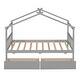 preview thumbnail 7 of 7, Twin Solid Pine Wood House Bed with 2 Drawers, Gray