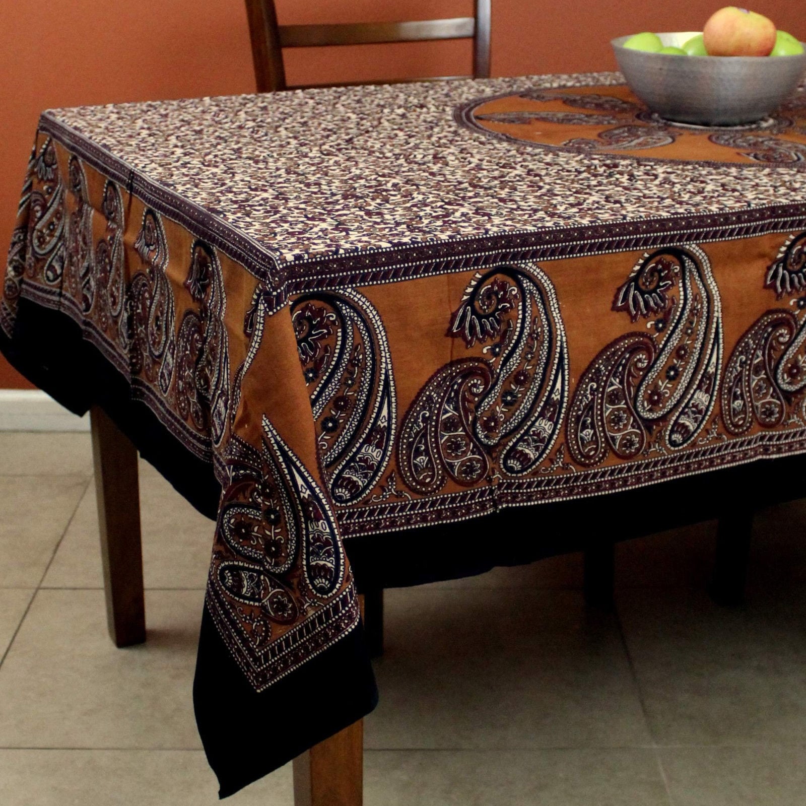 Cotton Paisley Floral Tablecloth Rectangular 60 X 90 Inches Brown Green Deep Red 60 X 90 Inches Overstock Cotton Paisley Floral Tablecloth Rectangular 60 X 90 Inches Brown Green Deep Red 60 X 90 Inches Overstock