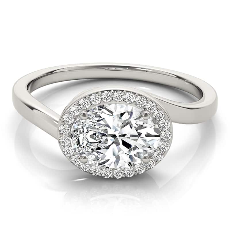 Auriya 14k White Gold Lab Grown Oval Diamond Halo Engagement Ring 0.50 to 5.00 ct. tw. (F-G VS)