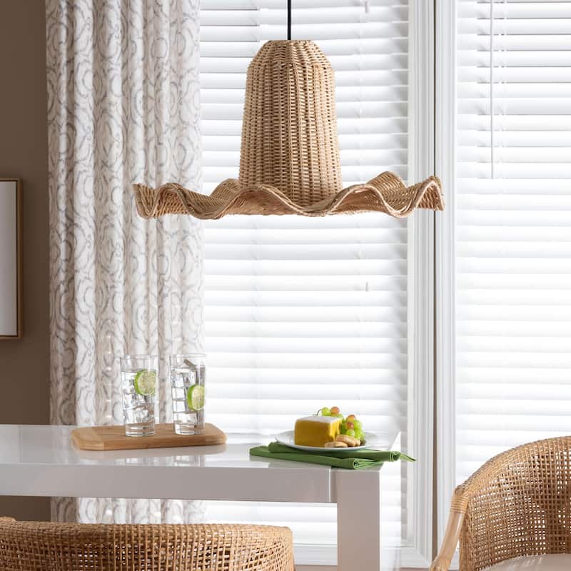 Lavada Bohemian Natural Scalloped Rattan Pendant Lampshade
