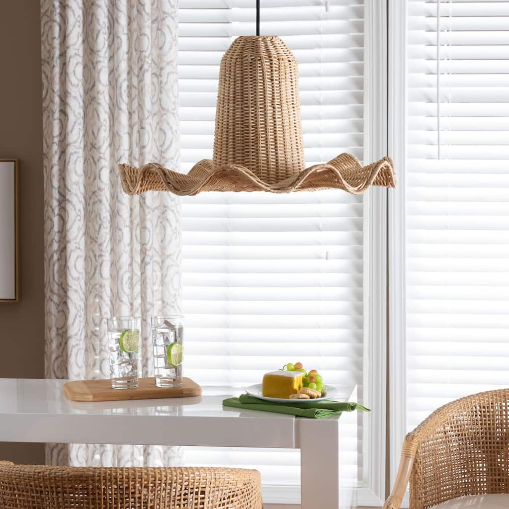 Lavada Bohemian Natural Scalloped Rattan Pendant Lampshade