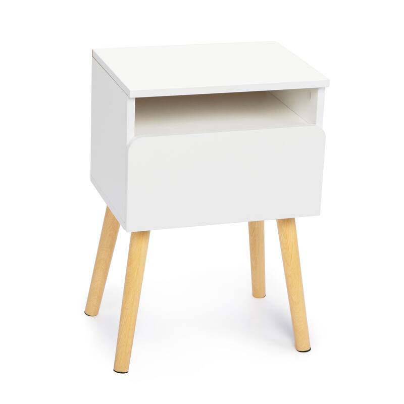 Two-Piece End Table Storage Cabinet, White Corner Table Entry Table